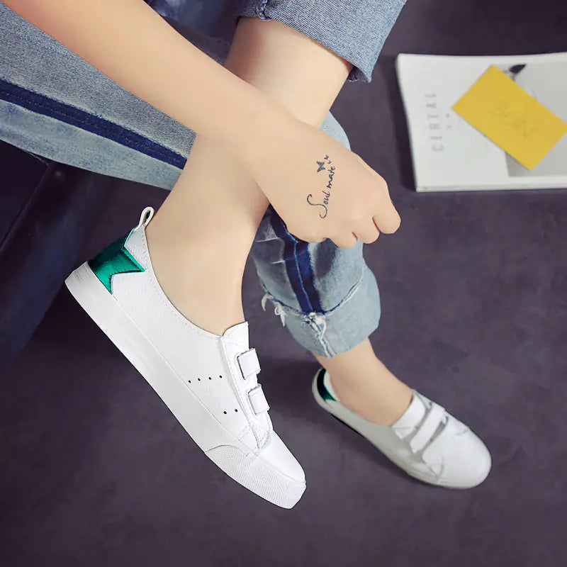 Women's Flat White Shoes - Casual Slip-On Sneakers