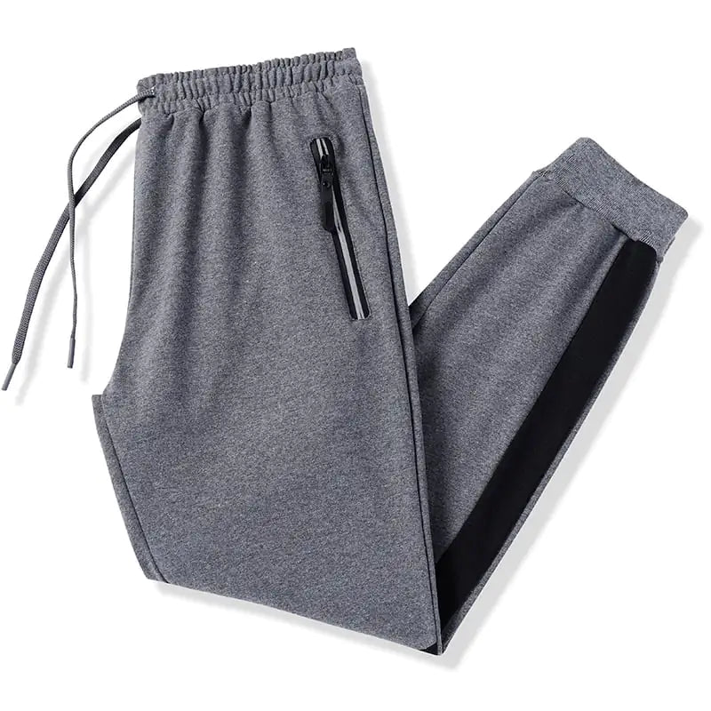 Solid Color Cotton Sweatpants with Drawstring