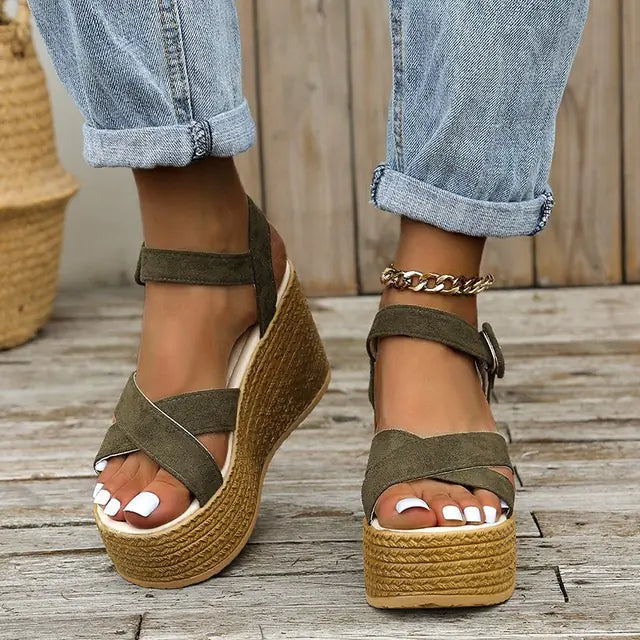 Casual Open Toe Cross Strap High Heels for Women
