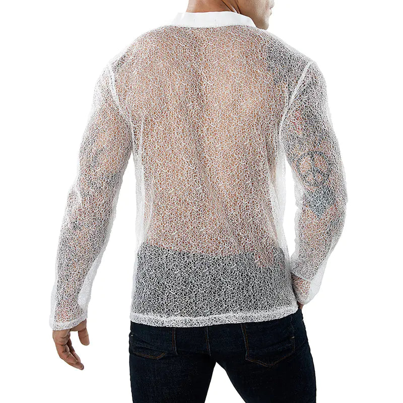 Men's Lightweight Sheer Cardigan and Solid T-Shirt