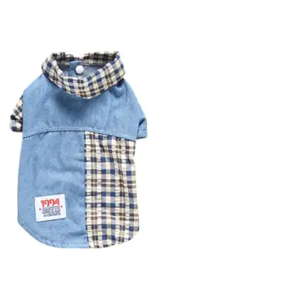 Summer Plaid Stitching Shirt for Bichon Poodle Pets