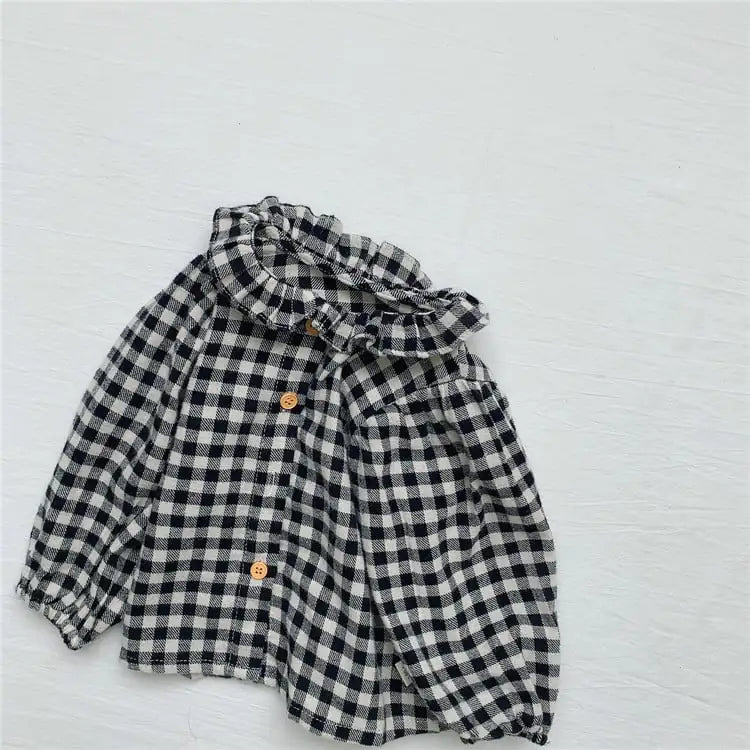 Comfortable Baby Western Style Wood Ear Collar Shirt