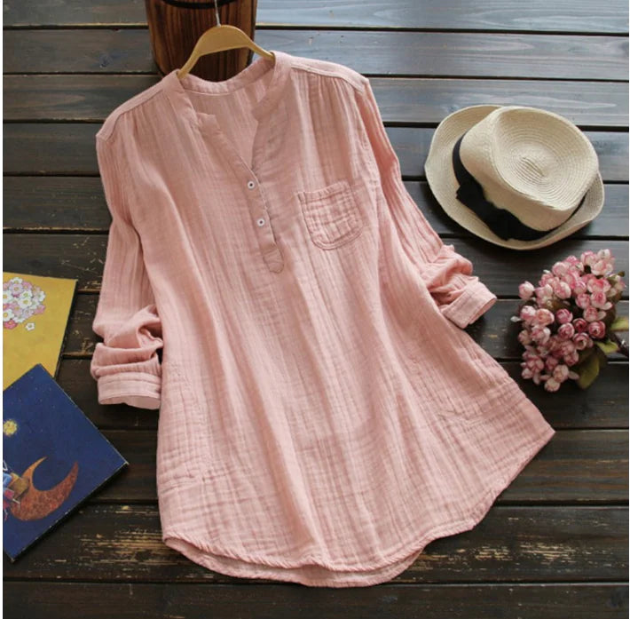 Pure Cotton Stand Collar Shirt