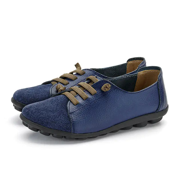 Genuine Leather Women's Lace-Up Flats and Loafers