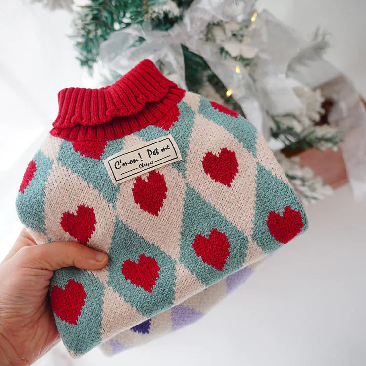 Christmas Rhombus Cat Love Sweater Outfit