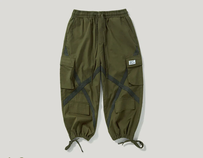 Hip Hop Loose Fit Jogger Pants with Multiple Pockets