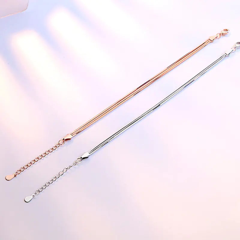 Octagonal Snake Bone Silver Plated Bracelet for Women