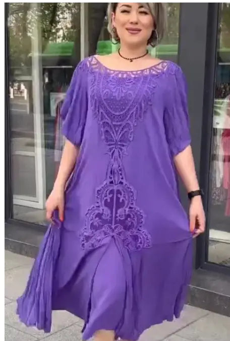 Plus Size Two-Piece Dress with Flared Skirt