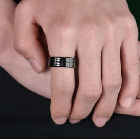 Men's Black Stainless Steel Plated Ring