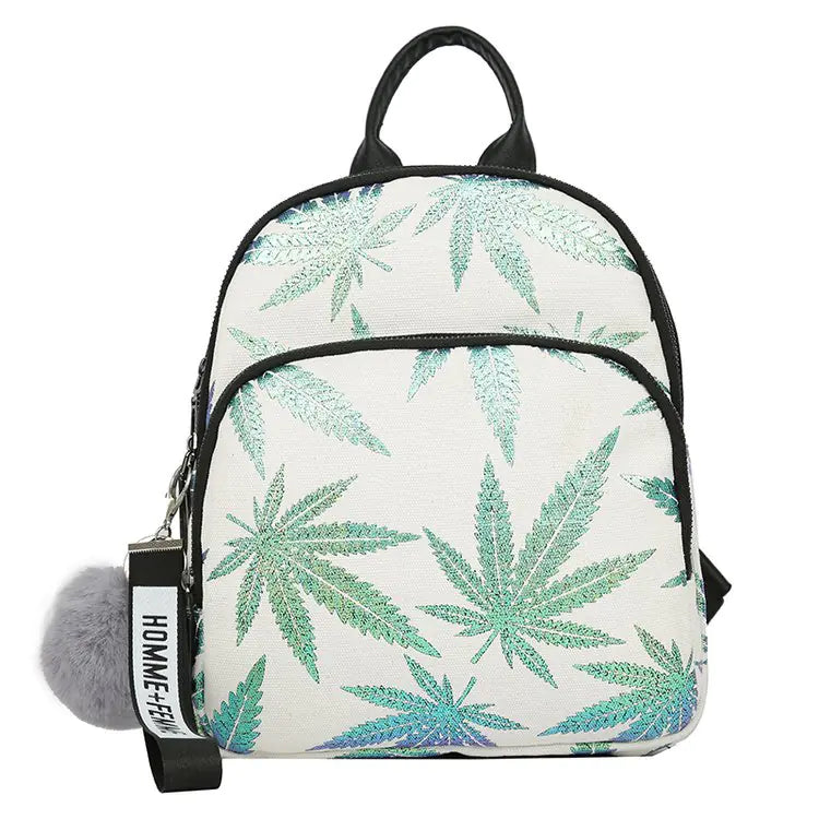 Fashionable Korean Style PU Leather Maple Leaf Backpack