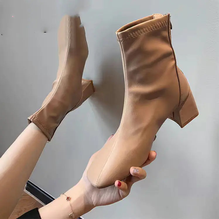 Women's British Style Martin Boots with Chunky Heel