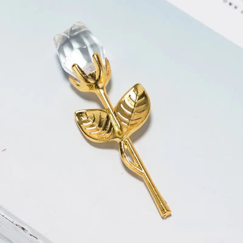 Crystal Rose Pendant with Metal Design