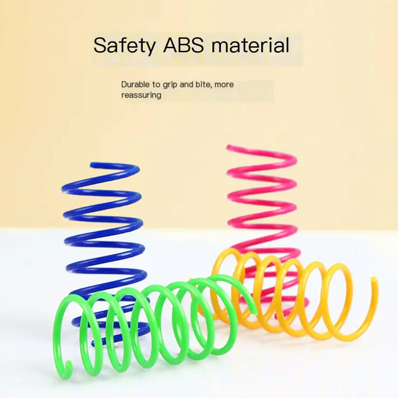 Interactive Colorful Plastic Spring Cat Toy Balls (4 Pack)