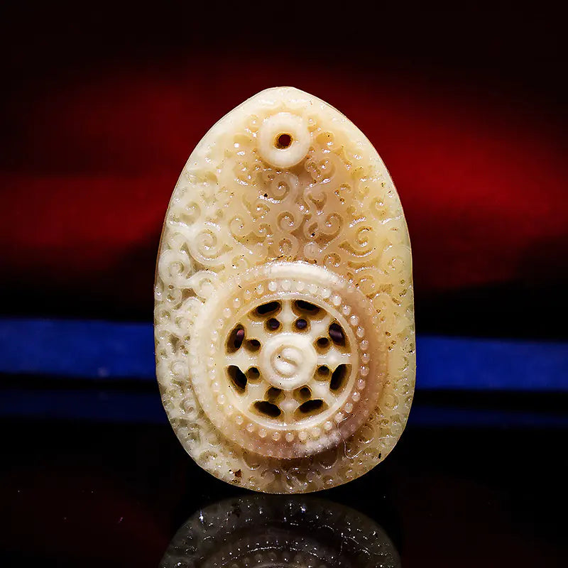 Natural Camel Bone Destiny Wheel Pendant with 108 Beads