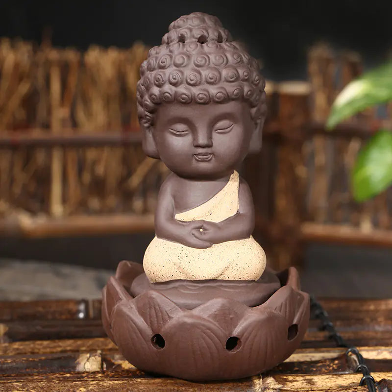 Ceramic Incense Burner with Lotus Tower Design