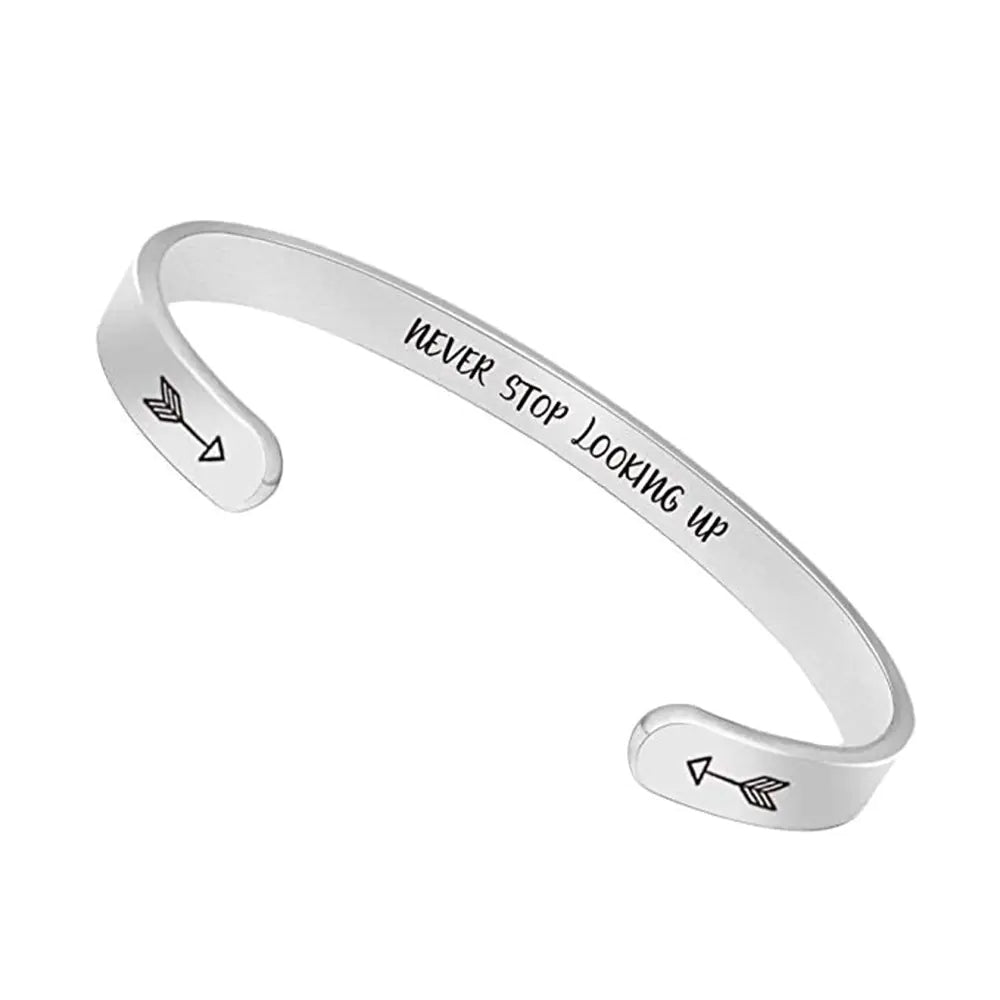Inspirational C-Shaped Stainless Steel Bracelet