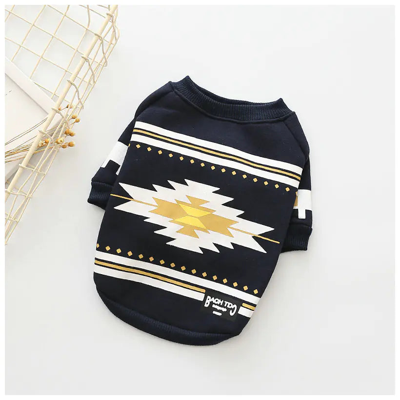Small Dog Cotton Velvet Printed Pet Clothes