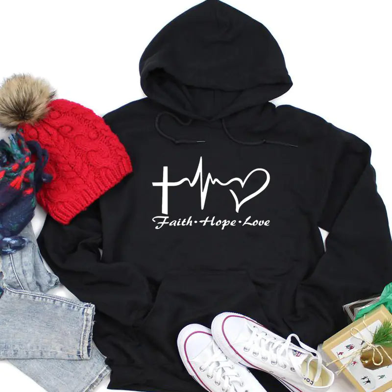 Letter Print Long Sleeve Hoodie Sweatshirt for Women