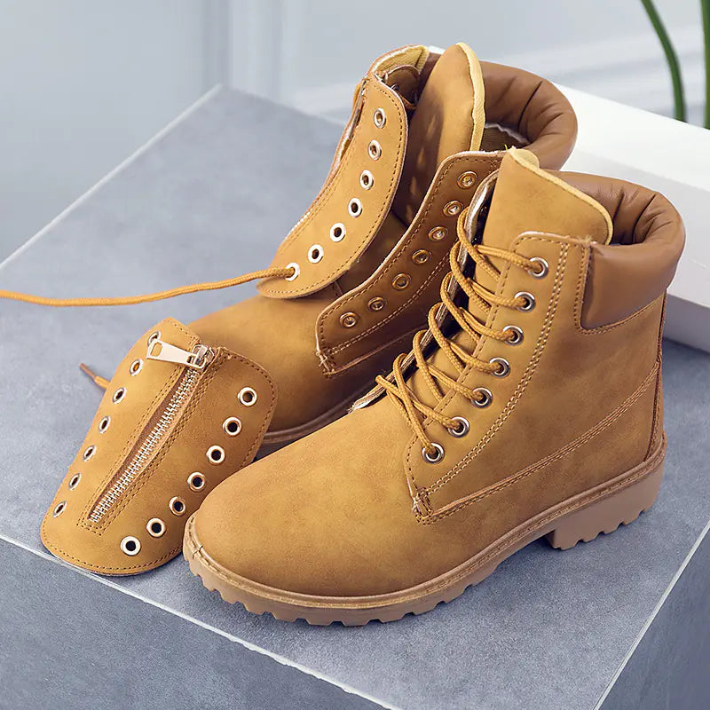 Women's Reversible Lace-Up Ankle Boots for Fall/Winter