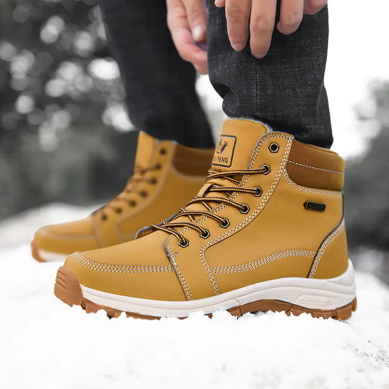 Men's Super Warm Leather Ankle Boots for Winter Outdoors