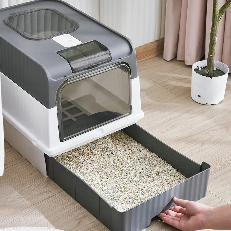 Large Closed Cat Litter Box with Anti-Splash Design