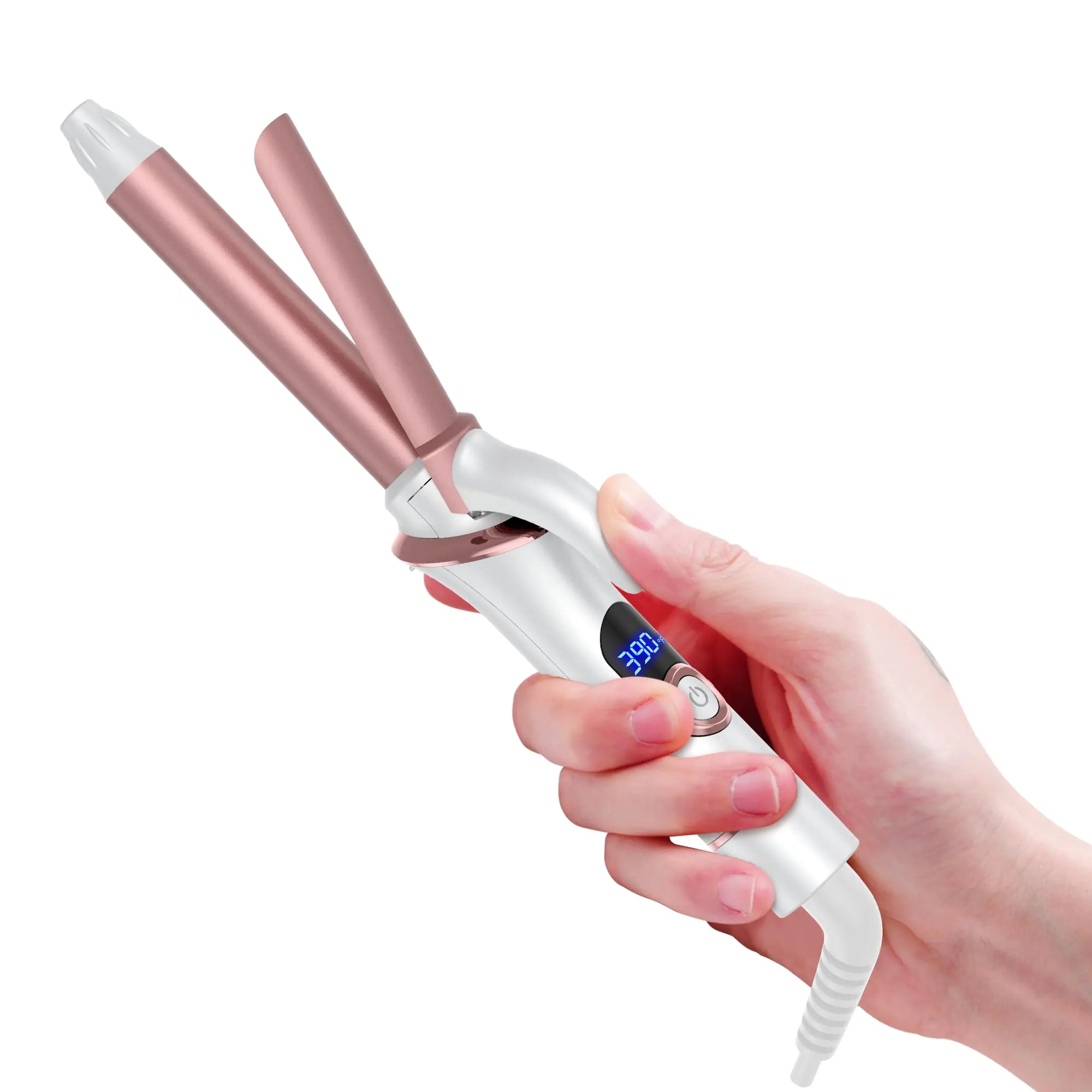 Mini Curling Iron Wand for Short Hair Ukliss Travel Friendly Dual Voltage Mini Hair Curler Ceramic Curling Wand for Versatile Styling Portable and 60 Mins Auto-Off 5 Heat Settings White 3/4 inch