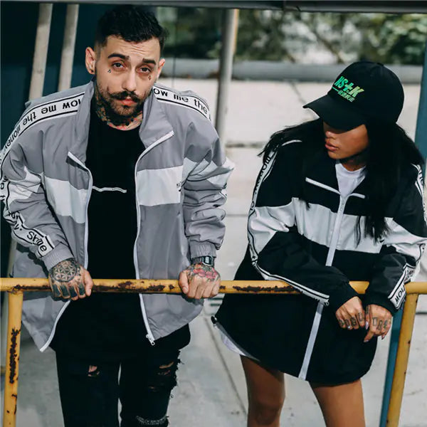 Color Block Letter Windbreaker Hip Hop Jacket for Couples