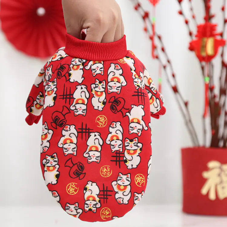 Thin Fleece New Year's Dress for Pets