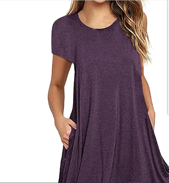 Plus Size Lace Panel Round Neck Short Sleeve Dress
