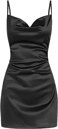 Satin Backless Lace Up Dress - Elegant Style