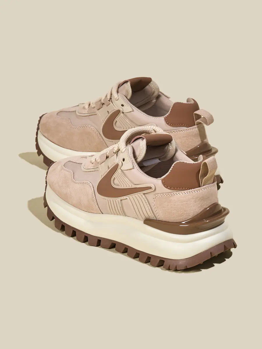 Spring Women's Retro Leather Chunky Sneakers