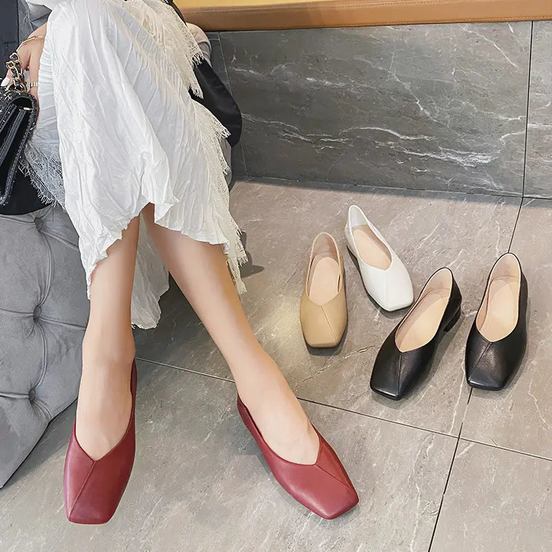 Vintage Korean Style Soft Leather Flat Shoes