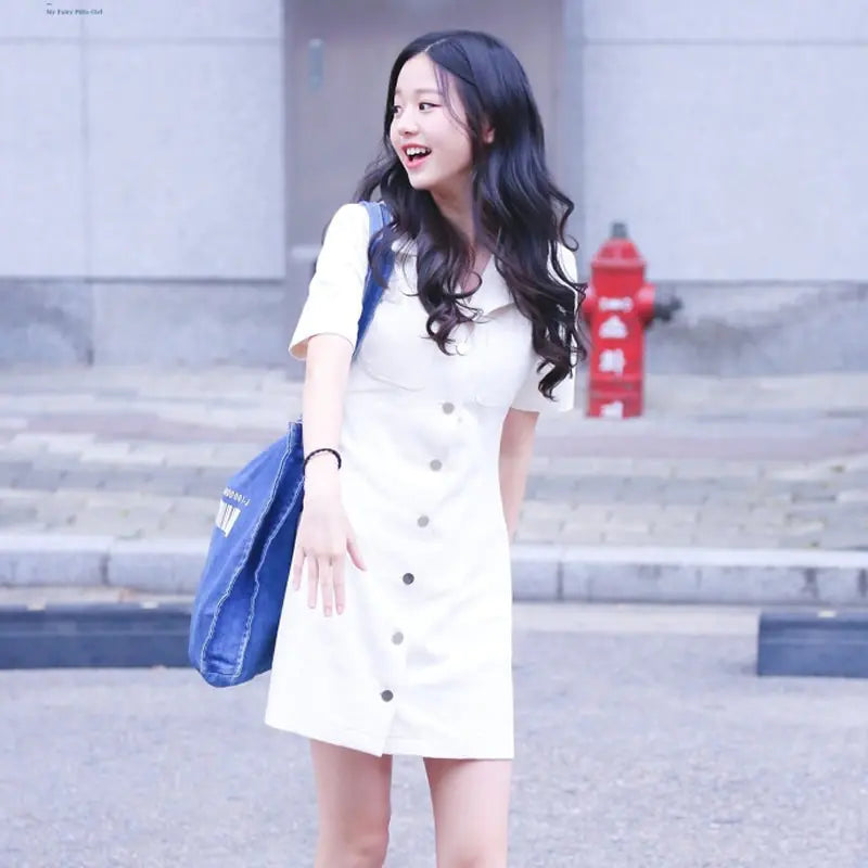 Korean Chic Vintage White Collar Short Sleeve Dress