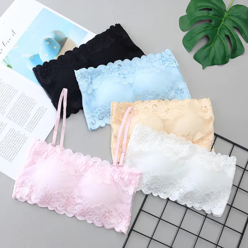 Lace Bandeau Top with Adjustable Straps and Padding