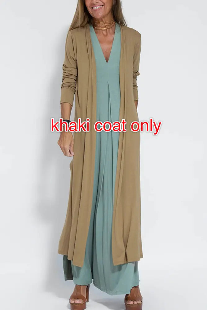 Solid Color V-Neck Dress Cardigan Jacket for Women