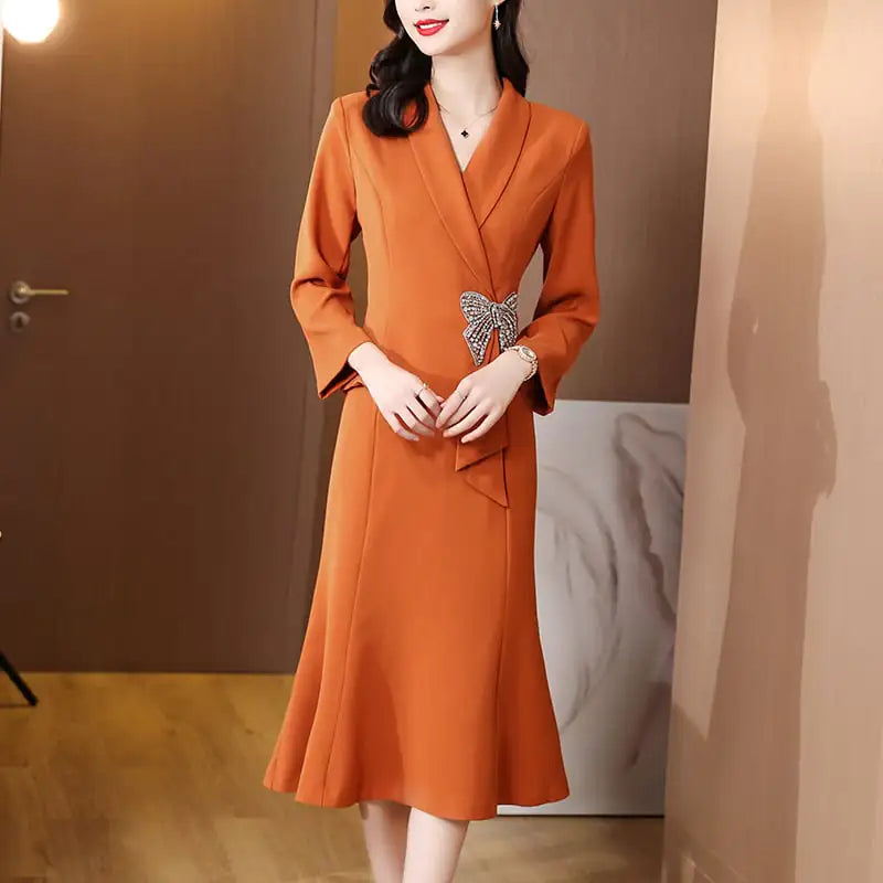 Beaded Professional Stitching Midi Skirt for Women