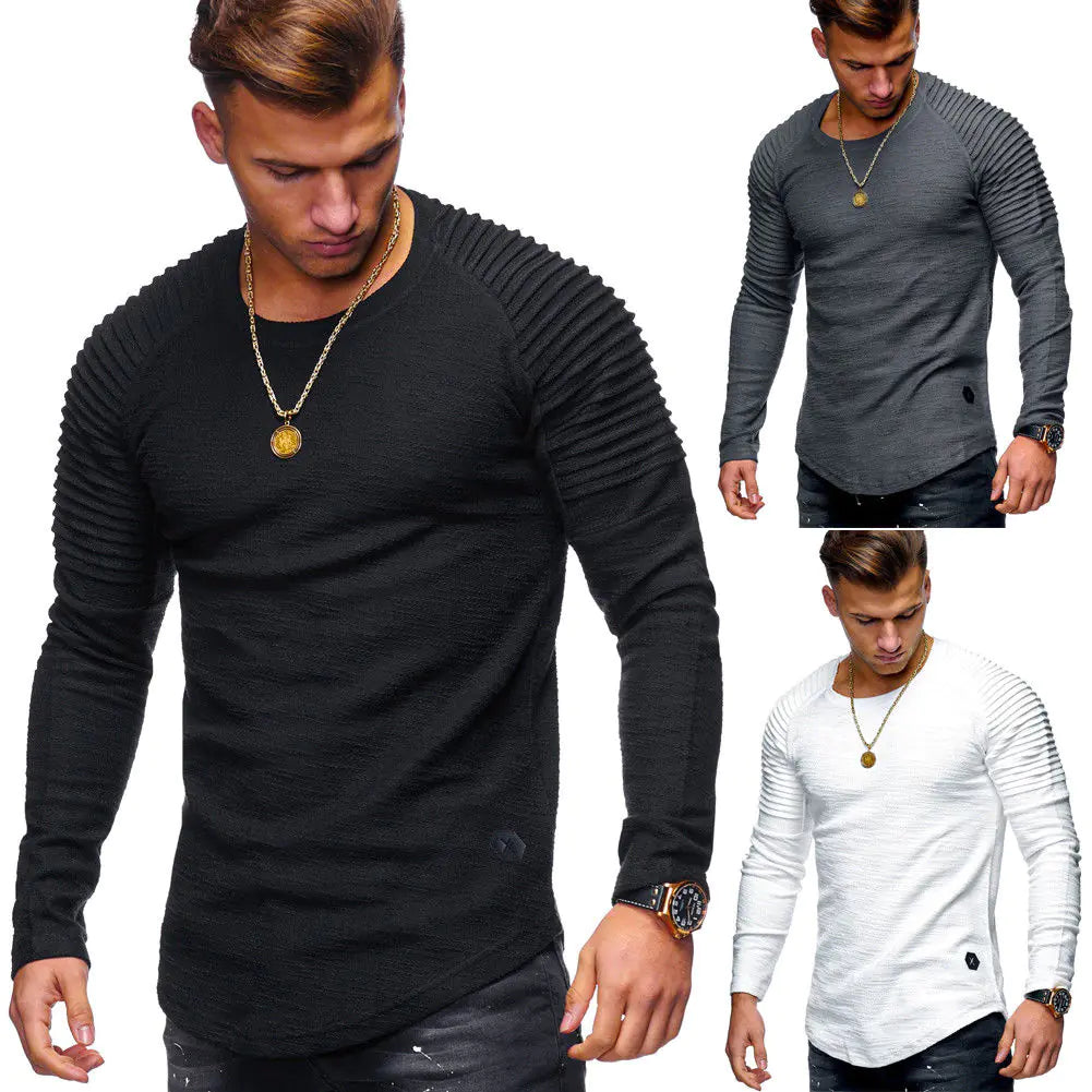 Men's Slim Fit Long Sleeve Striped T-Shirt (Plus Size)