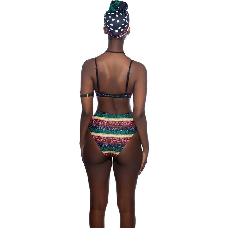 African Print Two-Piece Swimsuit Set