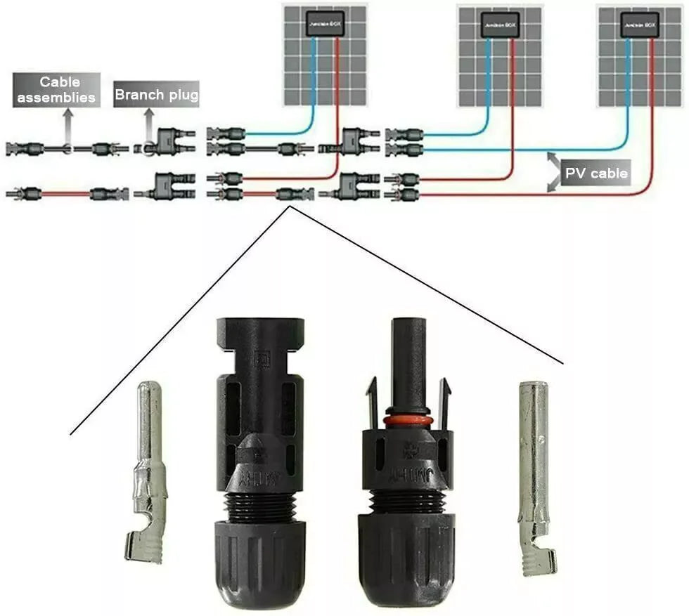 10/20/50/100/200 Pairs Male Female Solar Cable Connectors For DIY Solar Panel US