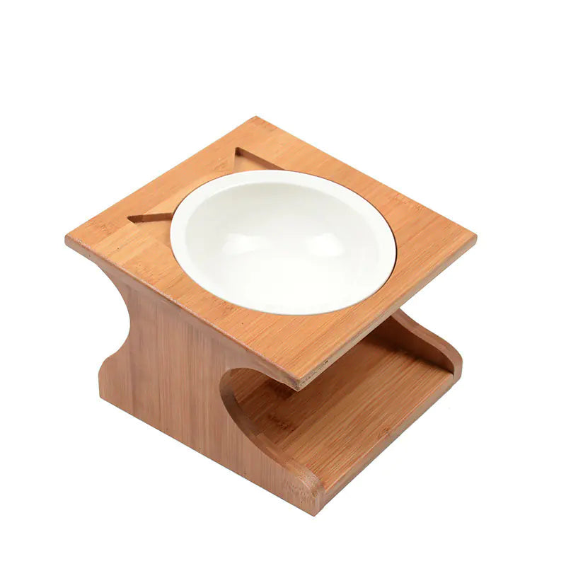 Cat Fairy Solid Wood Pet Bowl Table
