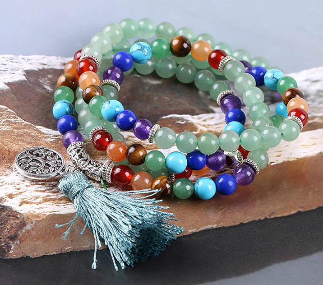 108 Chakra Energy Stone Long Bracelet for Women