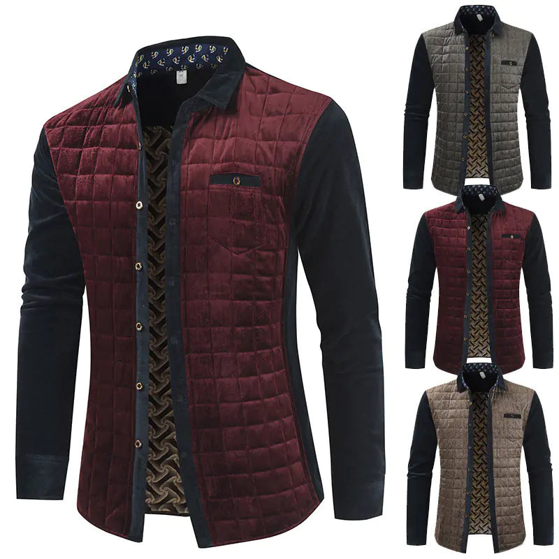 2020 Men's Casual Color Block Plaid Jacket
