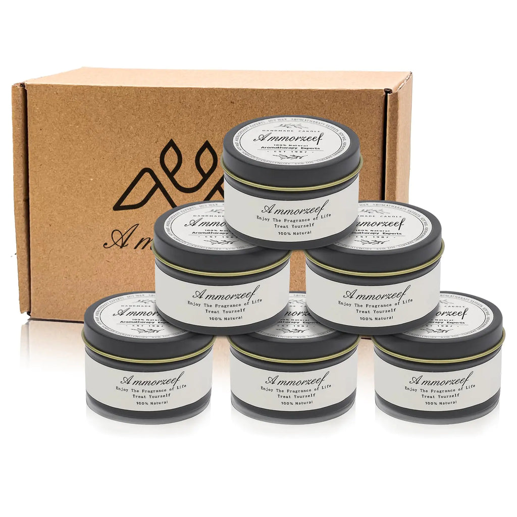 AMMORZEEF 6 Pack Natural Soy Wax Scented CandlesWooden Wick Scented Candle for HomeLavender|Jasmine|Rose|Sandalwood|Black Forest|Desert Oasisaromathetapy Candle for Women/Men