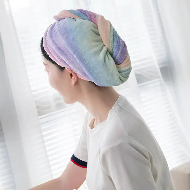 Rainbow Microfiber Bath Towel for Quick Drying Hair