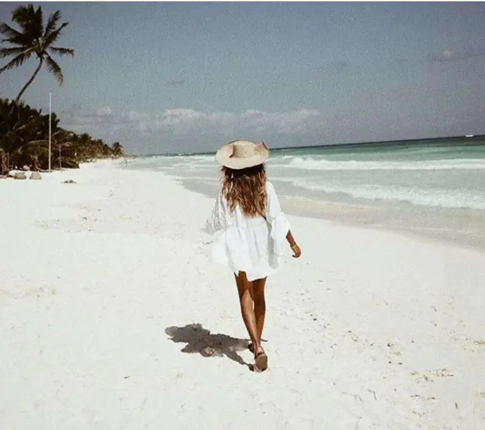 Lace Cutout Vacation Style Shirt and Beach Dress