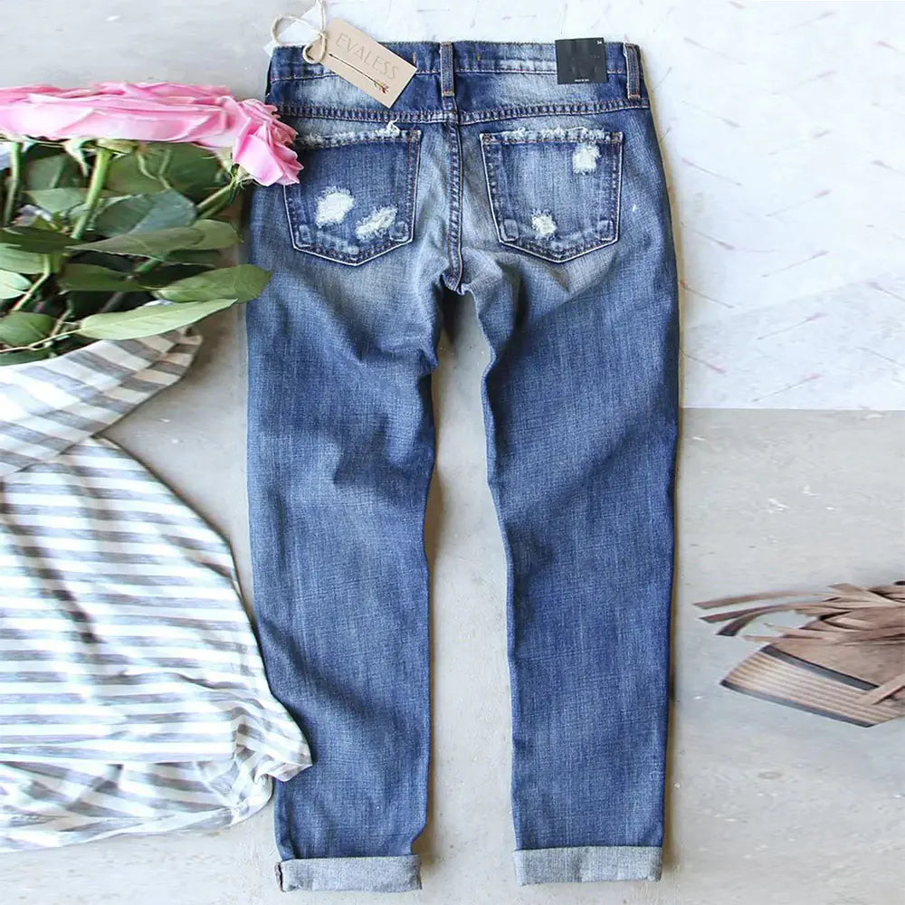 Trendy Slim Fit Cute Print Ladies Jeans