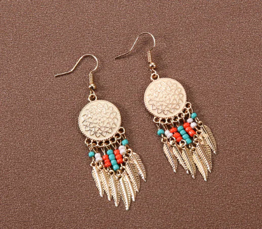 Floral Earrings with Water Drop Design