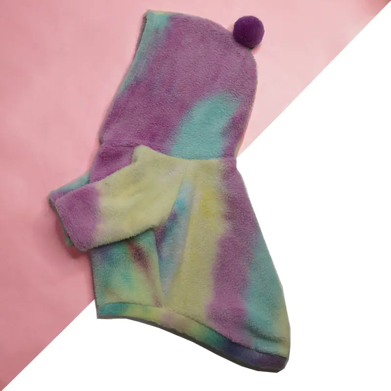 French Winter Outfit with Hoodie for Dogs, Tie-Dye Hoodie