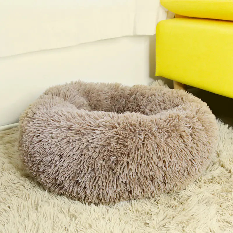 Round Plush Dog Bed for Deep Sleep - Small to Medium
