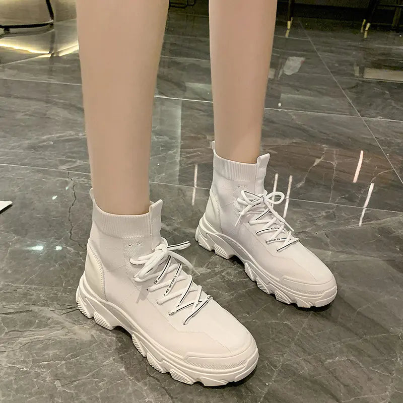 British Style Women's Knitted Elastic Short Boots